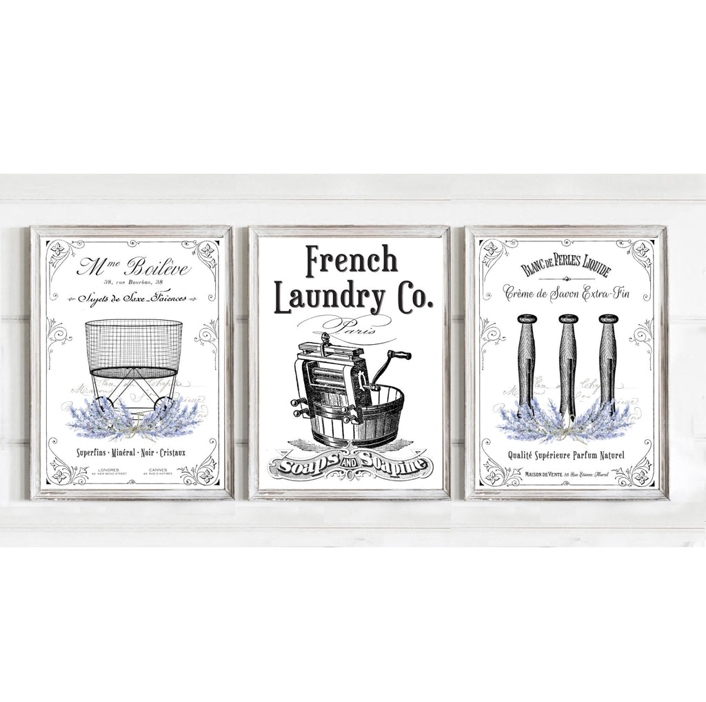 Set of 3 French Laundry Prints - Lettered & Lined
