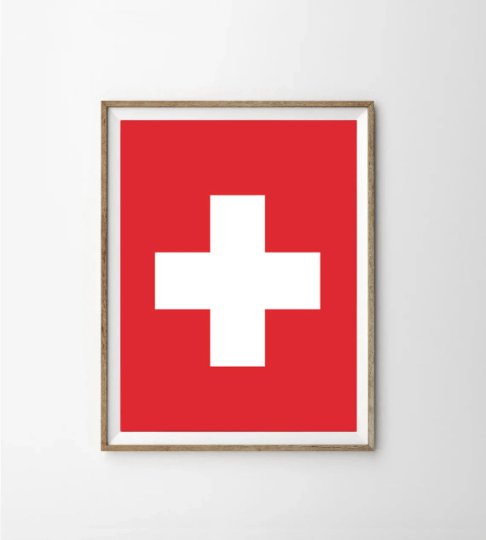 Red Swiss Cross - Lettered & Lined