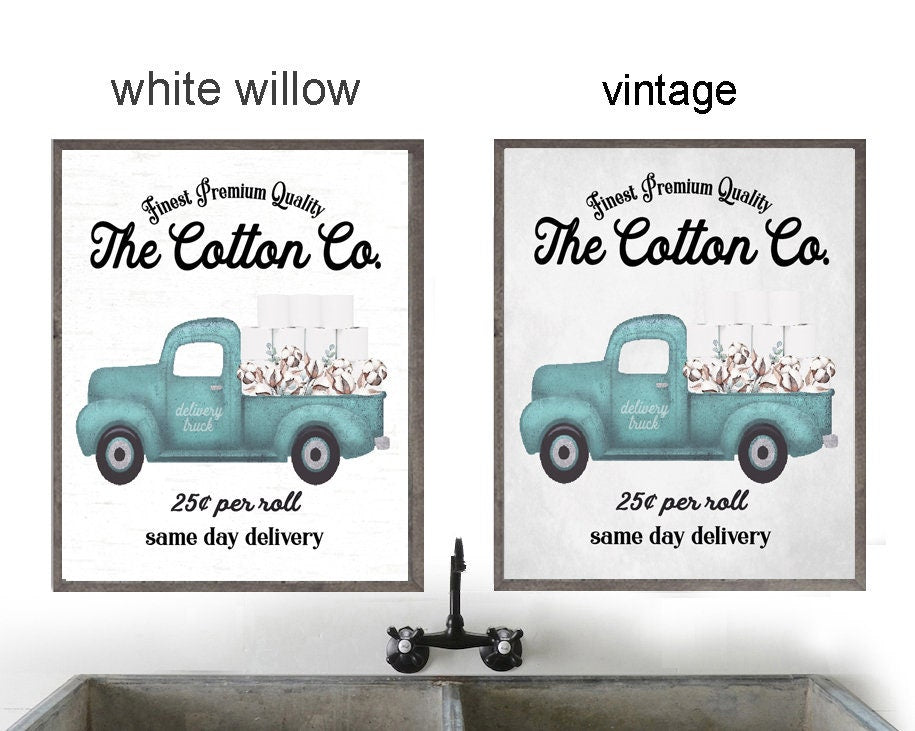 Blue Cotton Co Delivery Truck 25 Cents Per Roll Bathroom Wall Art | Custom Bathroom Wall Decor | Farmhouse Bathroom Decor | Bathroom Signs