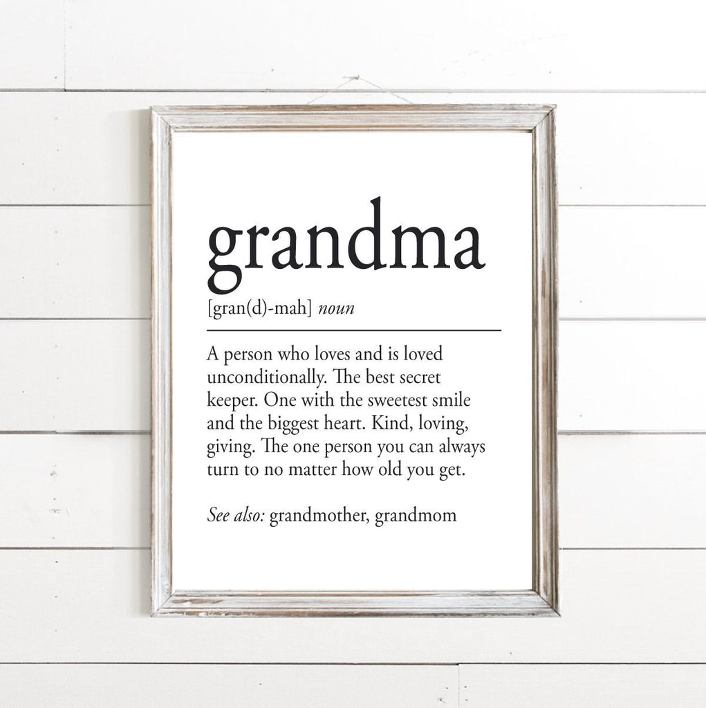 Grandma Definition Sentimental Print (no frame) Mother's Day Gift Gifts Birthday Christmas Grandmother Family Dictionary Grandparent's