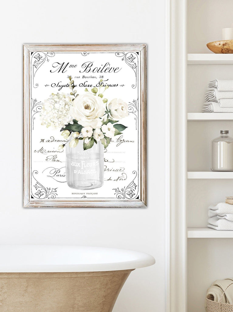 French Bathroom White Floral Set - Lettered & Lined