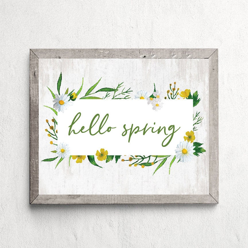 Hello Spring Daisy Border Print 