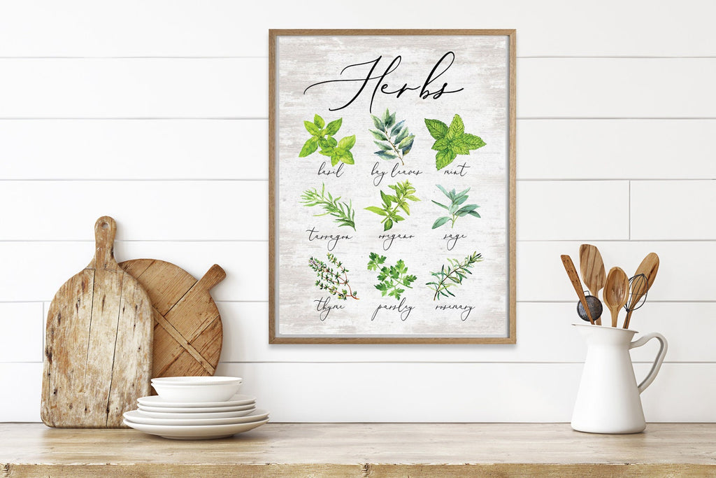 Cooking Herbs Guide Kitchen Print 