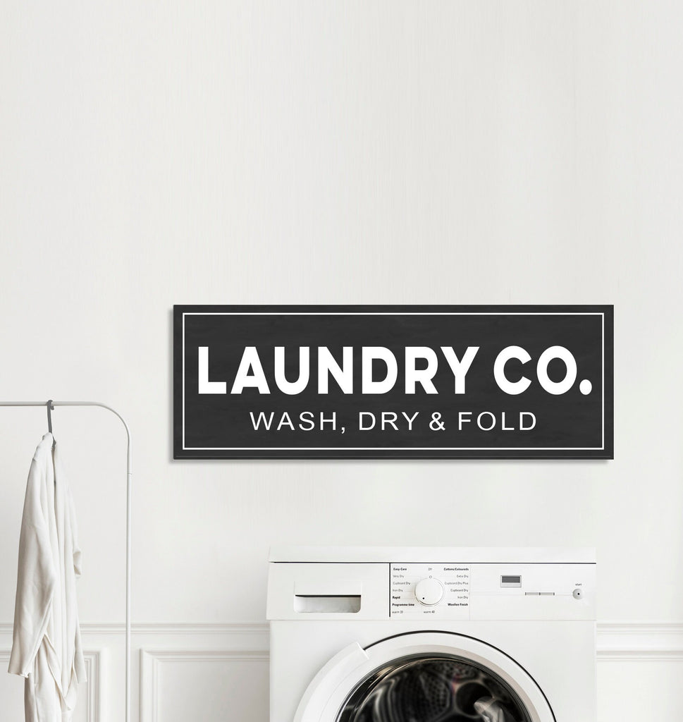 Laundry Co Wash Dry & Fold Canvas Sign - Lettered & Lined