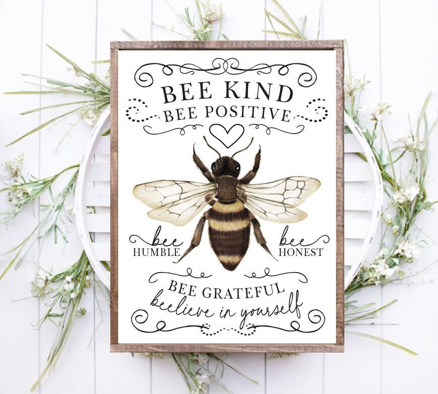 Bee Kind Bee Positive Print - Lettered & Lined