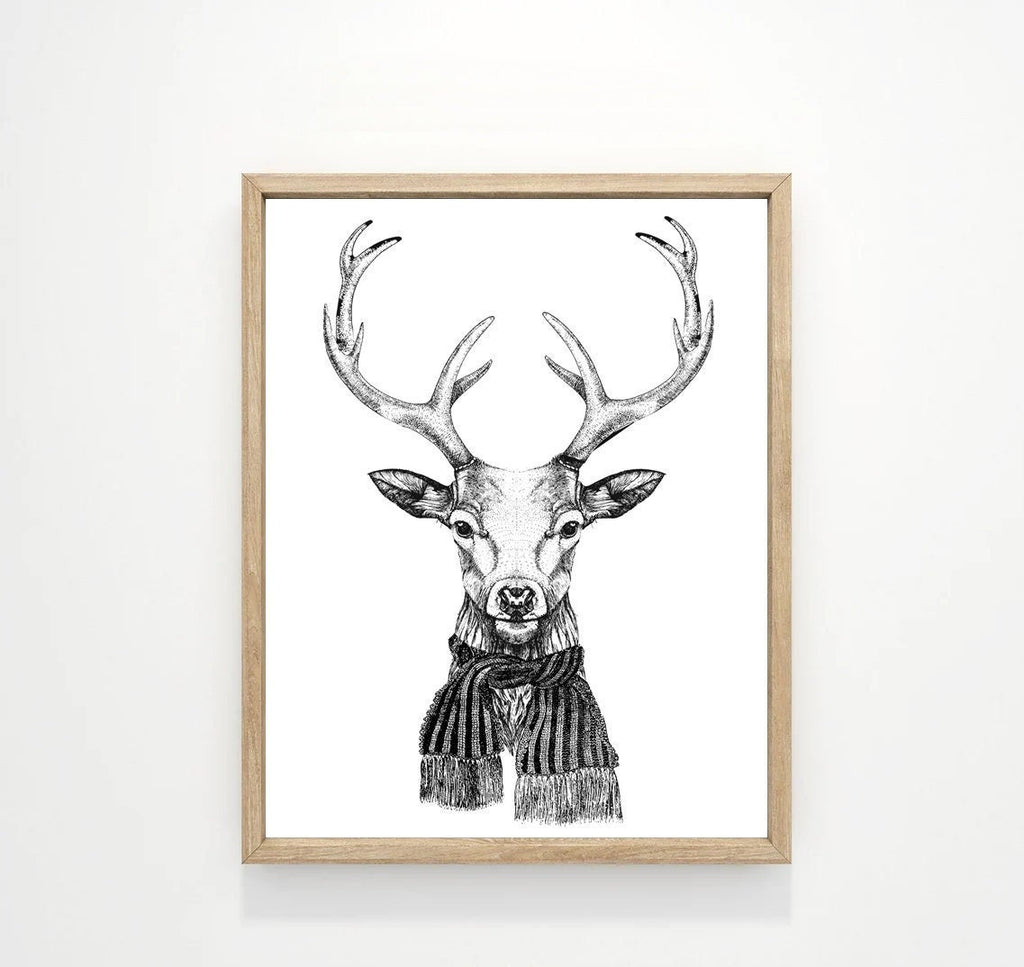 Reindeer in Scarf Illustration Art
