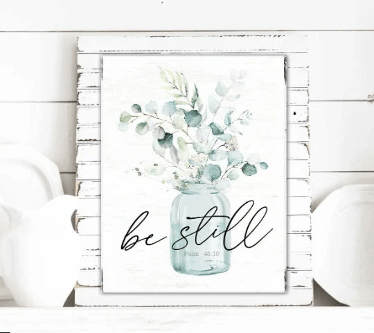 Be Still Eucalyptus Mason Jar Bouquet - Lettered & Lined