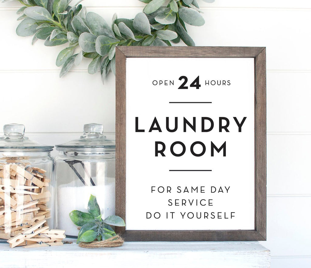 Laundry Room Wash Dry Guide To Procedures Symbols Print Set Vertical - Lettered & Lined