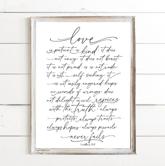 Love Is Patient 1 Corinthians 13:4 Bible Verse - Lettered & Lined
