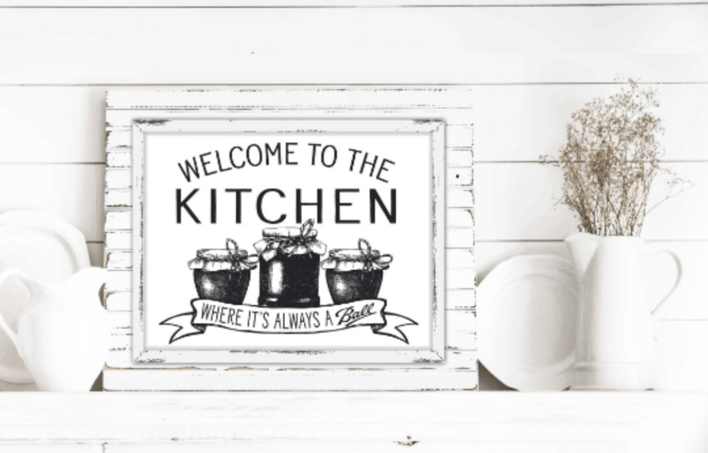 Welcome To The Kitchen Where It's Always A Ball Three Jars - Lettered & Lined