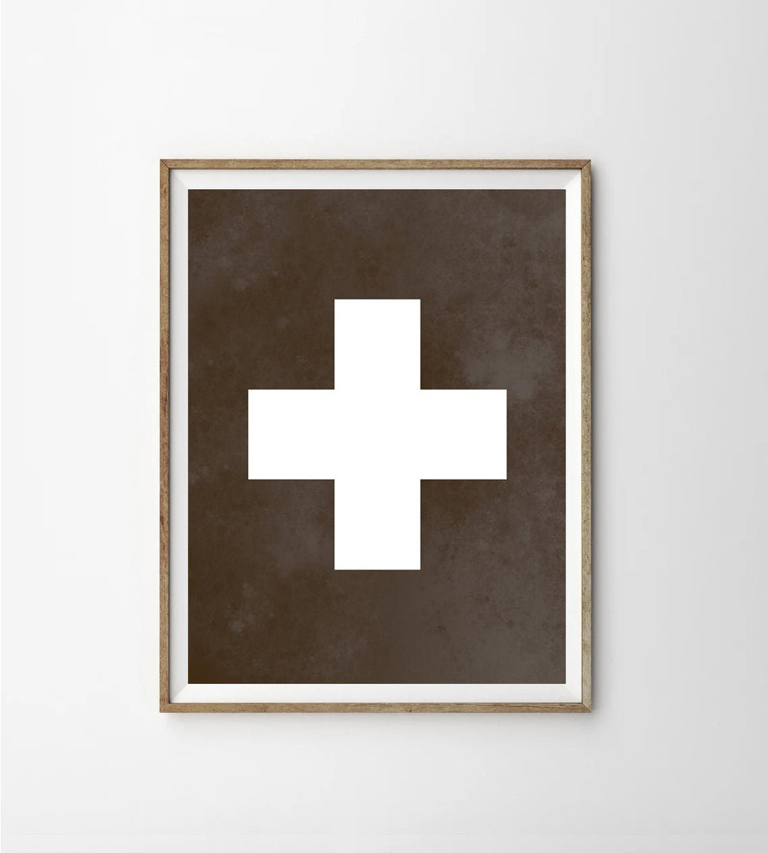 Aged Brown Swiss Cross - Lettered & Lined