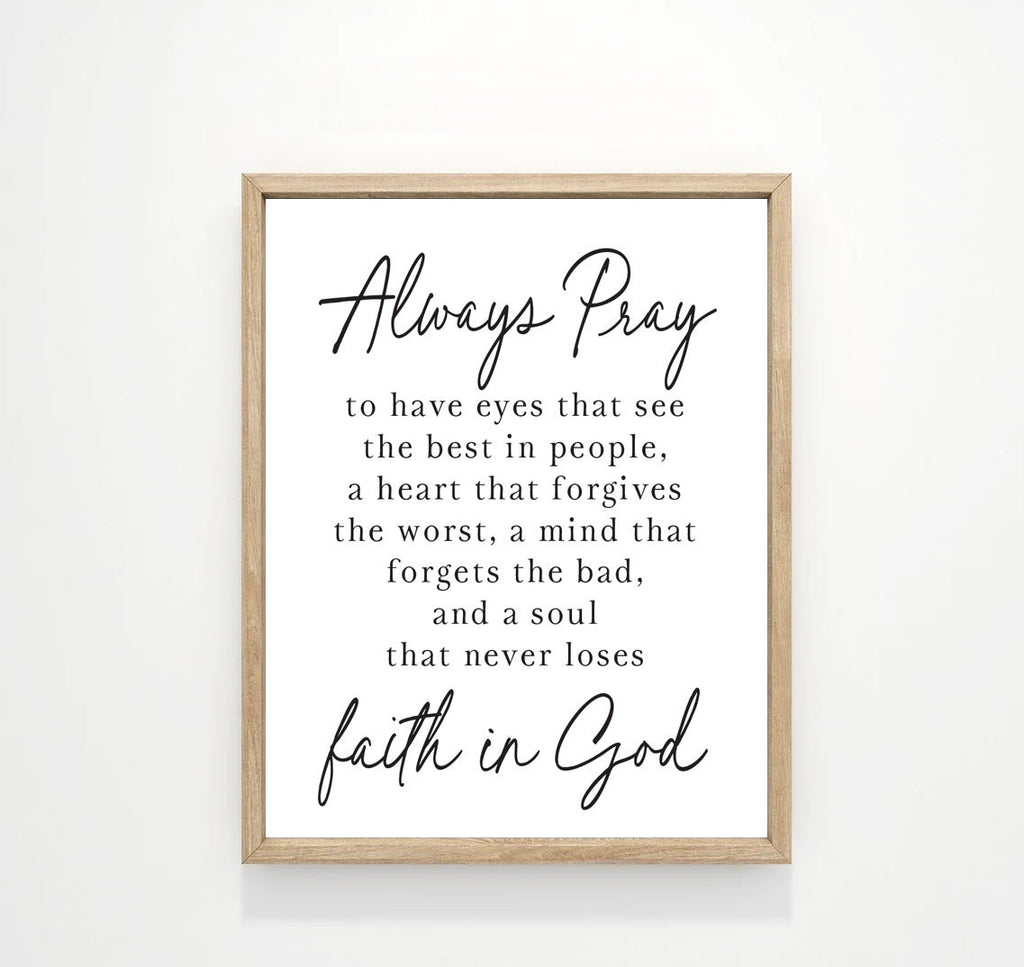 Always Pray Faith In God Quote - Lettered & Lined