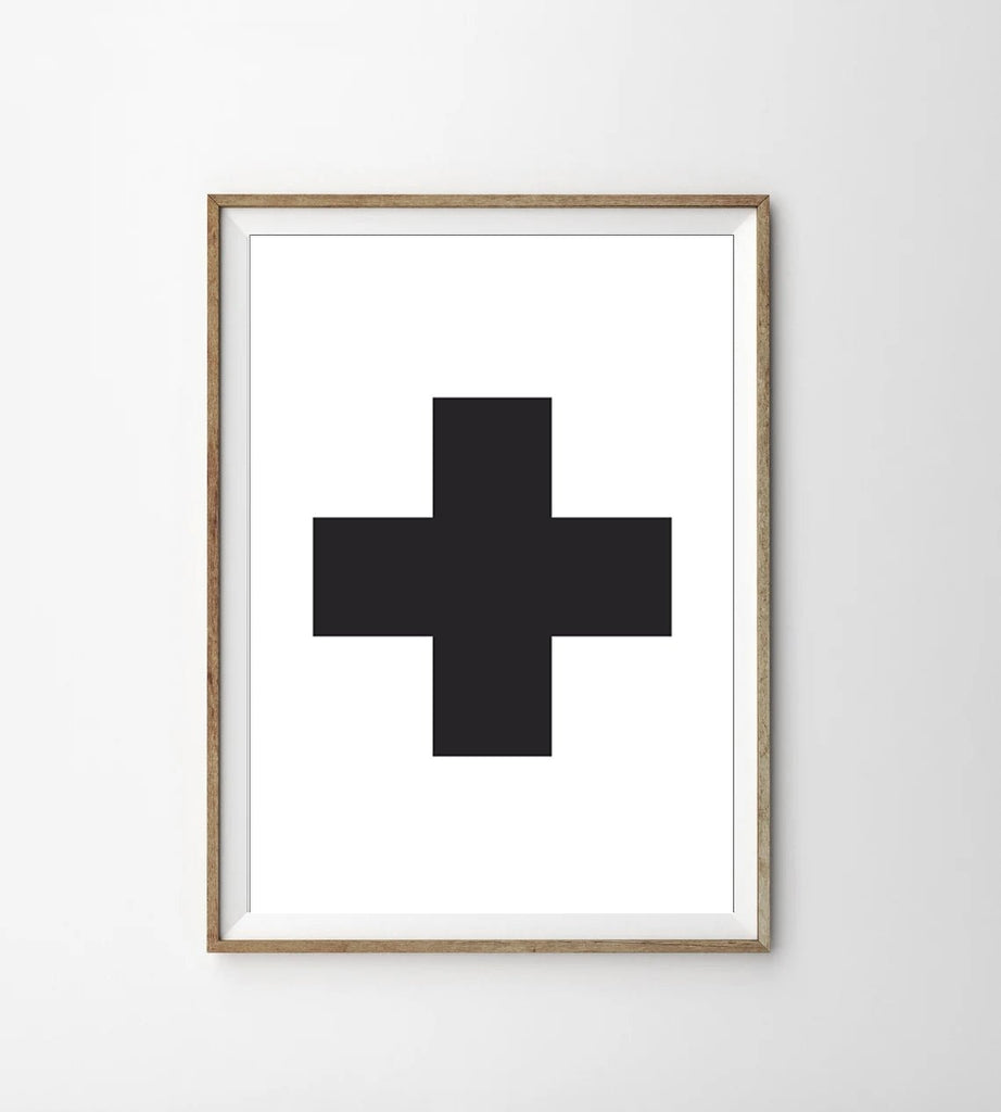 Black & White Swiss Cross - Lettered & Lined