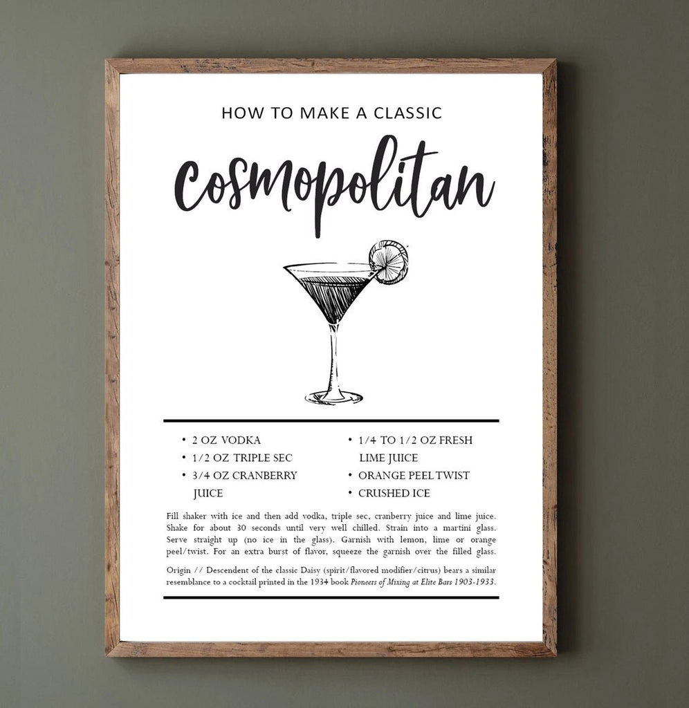 Custom set of any 3 cocktail prints - Lettered & Lined