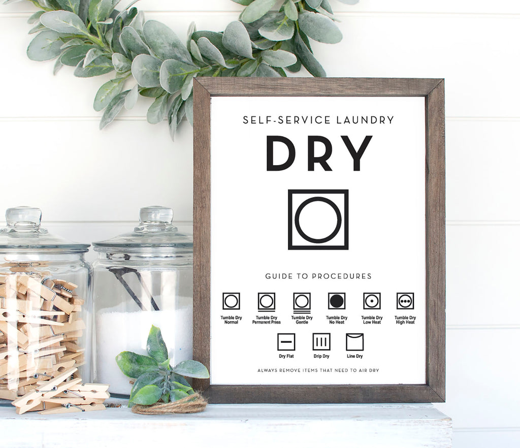 Laundry Room Wash Dry Guide To Procedures Symbols Print Set Vertical - Lettered & Lined
