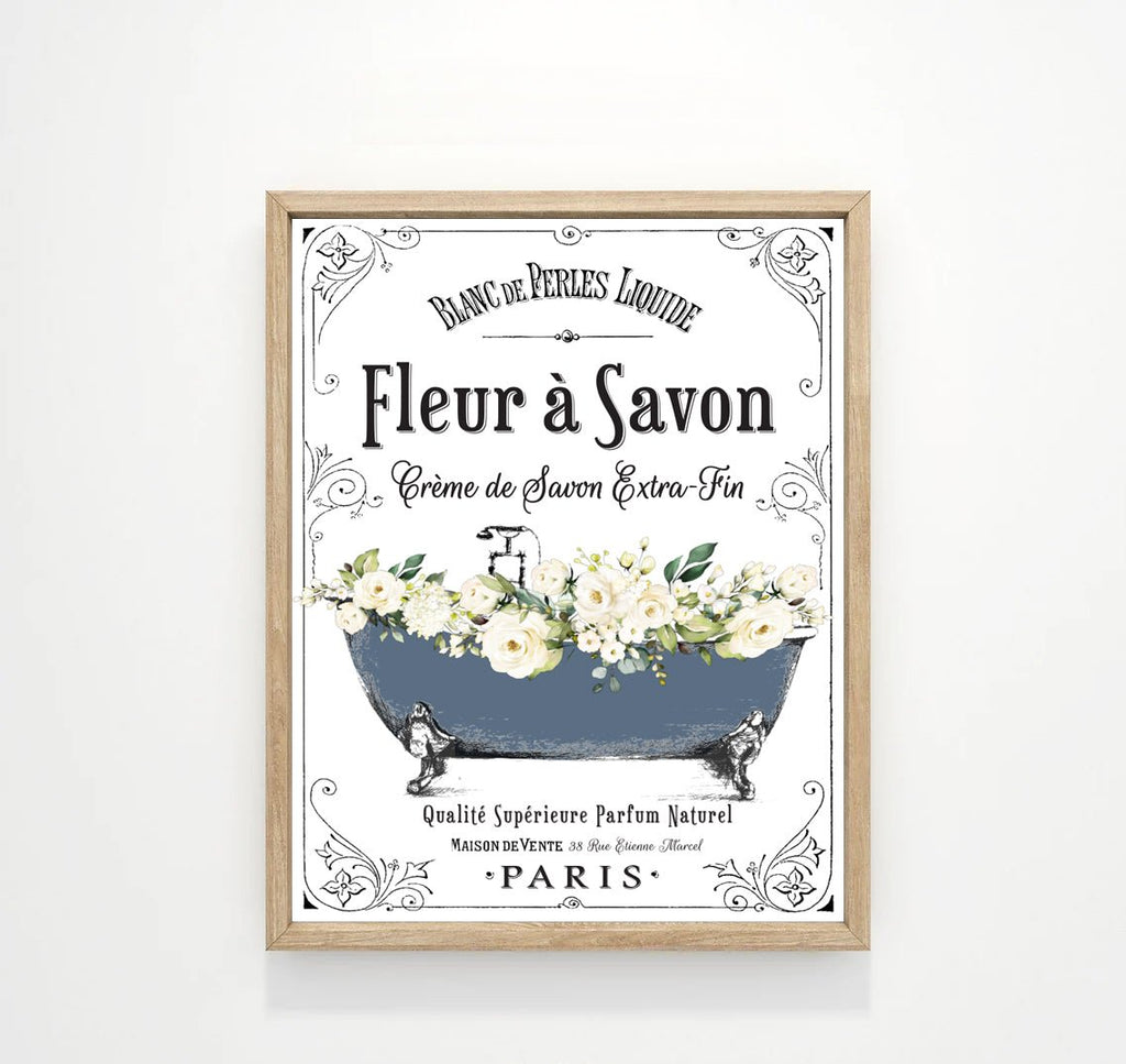 French Navy Mason White Floral - Lettered & Lined