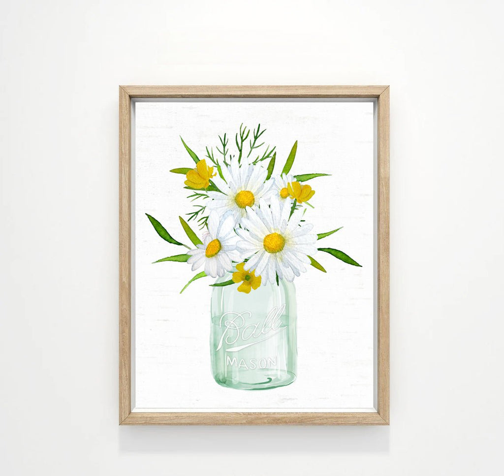 Green Ball Mason Daisy Bouquet - Lettered & Lined