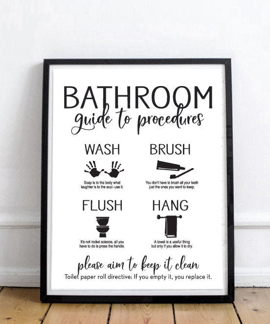 Bathroom Guide To Procedures - Lettered & Lined