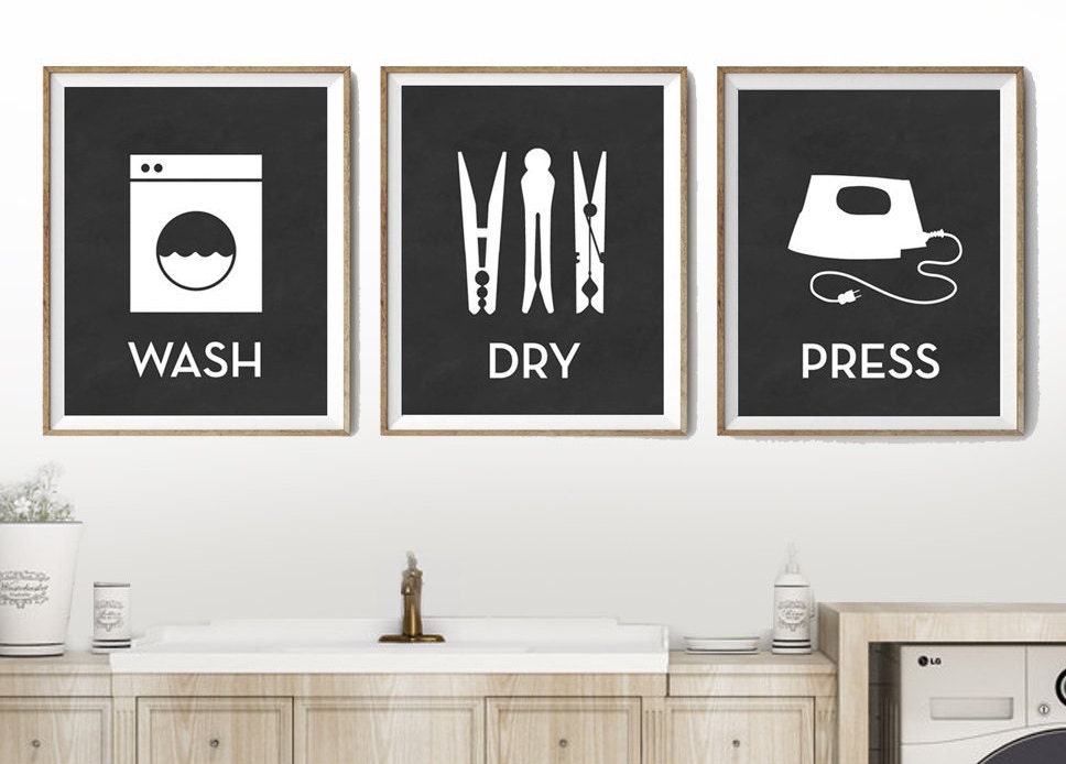 Wash Dry Press  set of 3 Prints