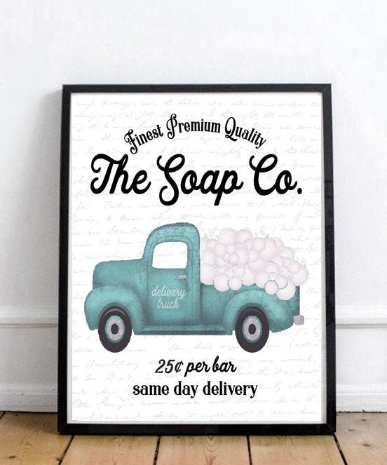The Soap Co Delivery Truck 25 Cents Bathroom Wall Art | Custom Bathroom Wall Decor | Farmhouse Bathroom Decor | Vintage Bathroom Signs