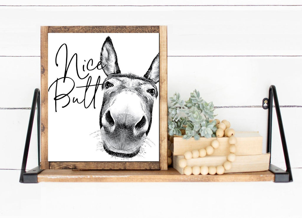 Nice Butt Script Donkey Head - Lettered & Lined