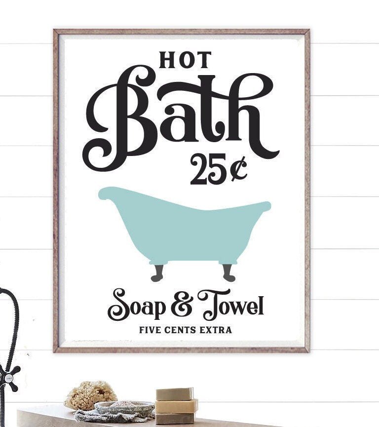 Hot Bath 25 Cents Blue Simple Tub - Lettered & Lined