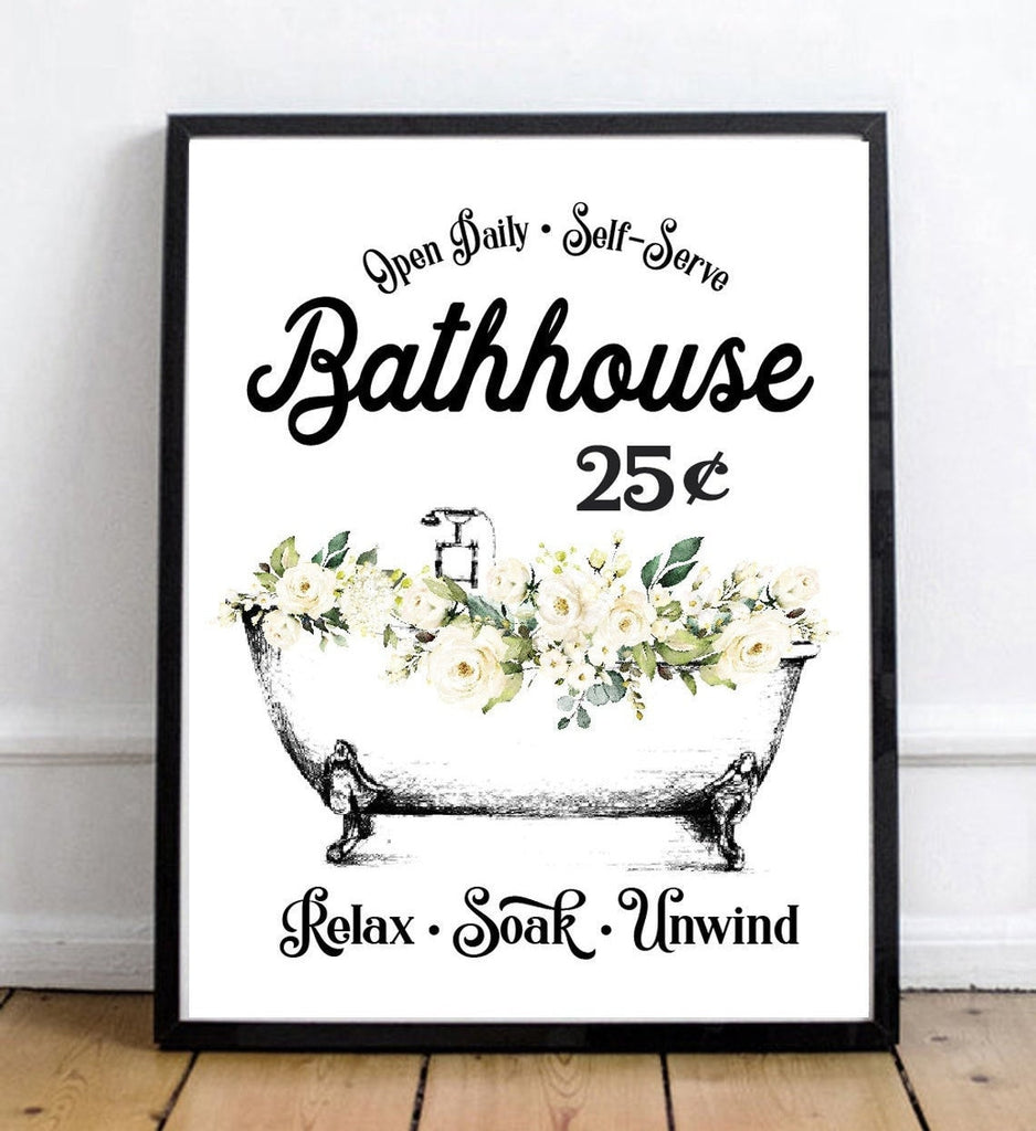 Bathhouse 25 cents Relax Soak Unwind Print 