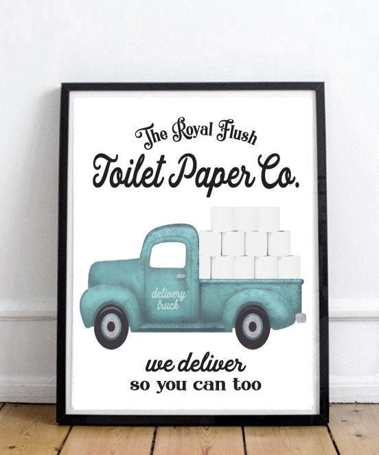 The Royal Flush Toilet Paper Co Blue Truck We Deliver - Lettered & Lined