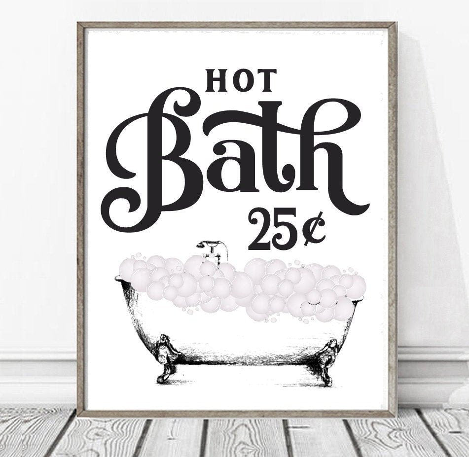 Hot Bath 25 Cents Bubbles White Tub - Lettered & Lined