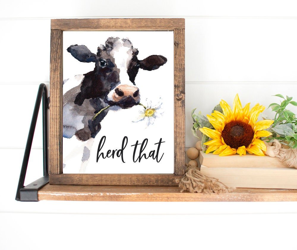 Herd That Cow Watercolor - Lettered & Lined