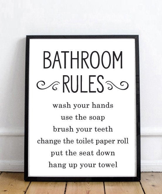 Bathroom Rules - Lettered & Lined