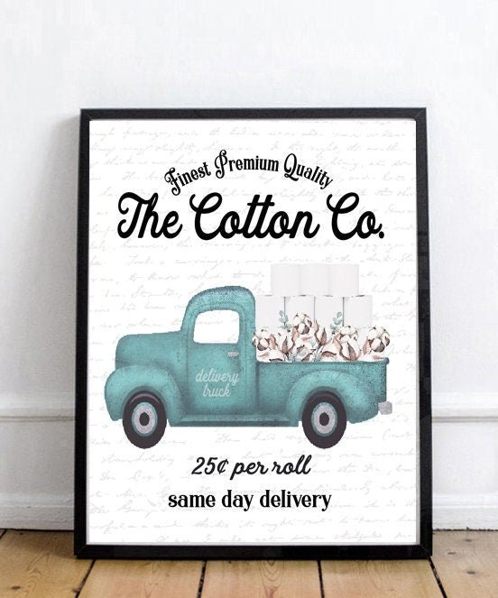 Blue The Cotton Co Delivery Truck 25 Cents Per Roll - Lettered & Lined