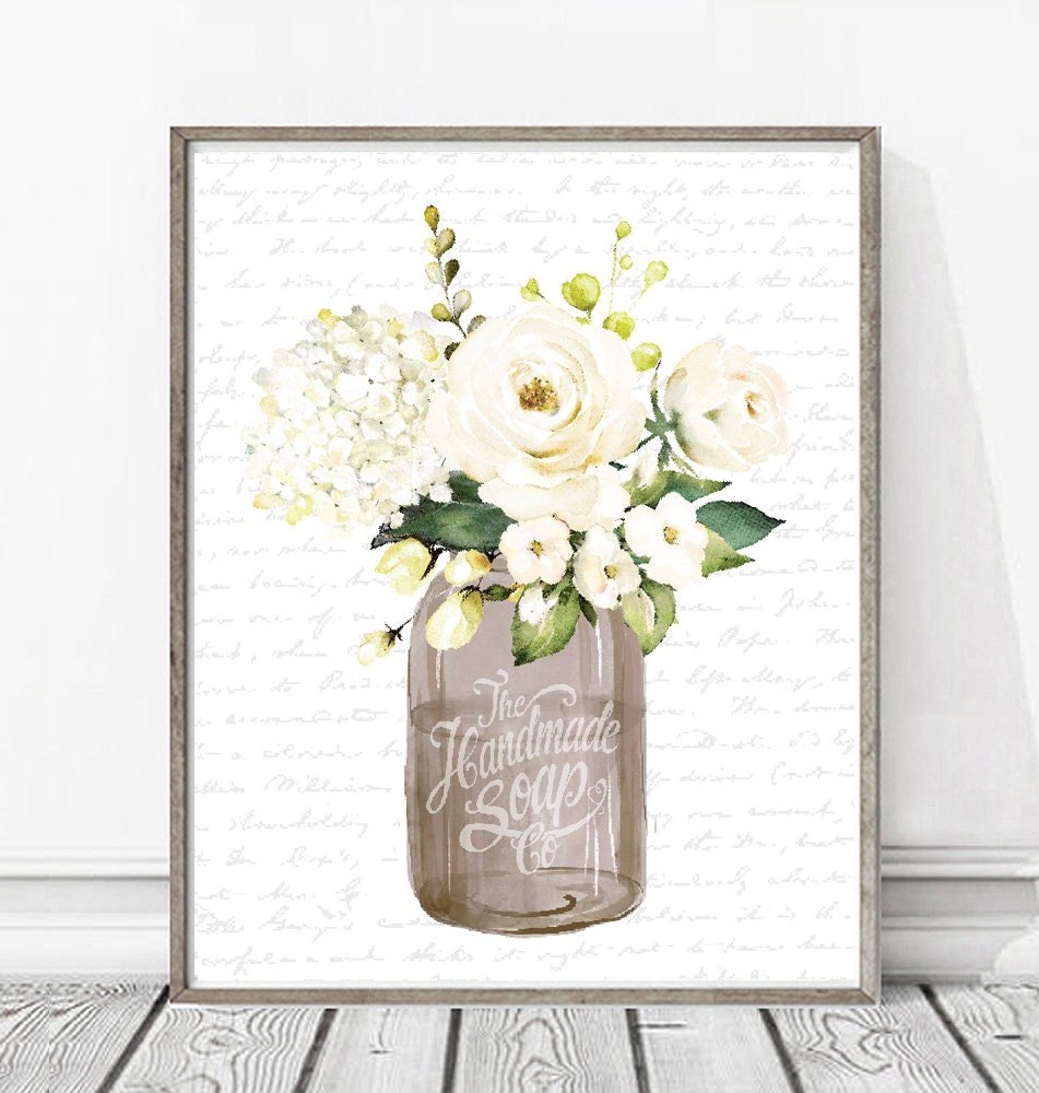Natural Mason Jar White Floral The Handmade Soap Co - Lettered & Lined