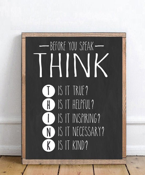Before You Speak Think - Lettered & Lined