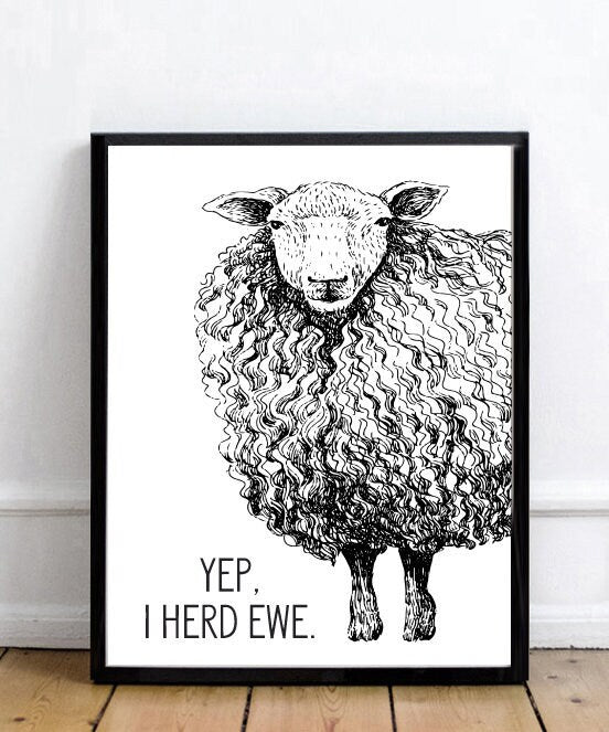 Yep, I Herd Ewe Sheep Illustration - Lettered & Lined