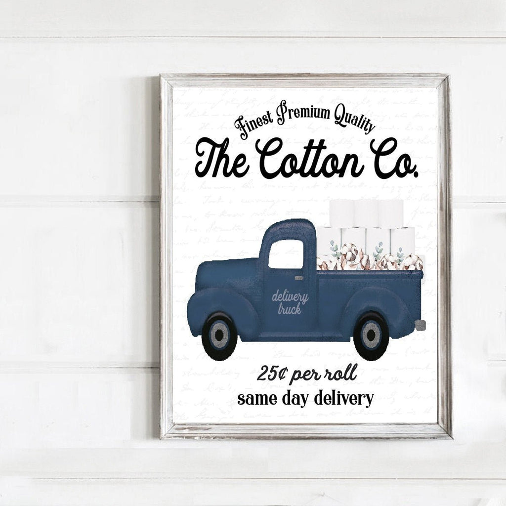 Navy The Cotton Co Truck 25 Cents Per Roll - Lettered & Lined