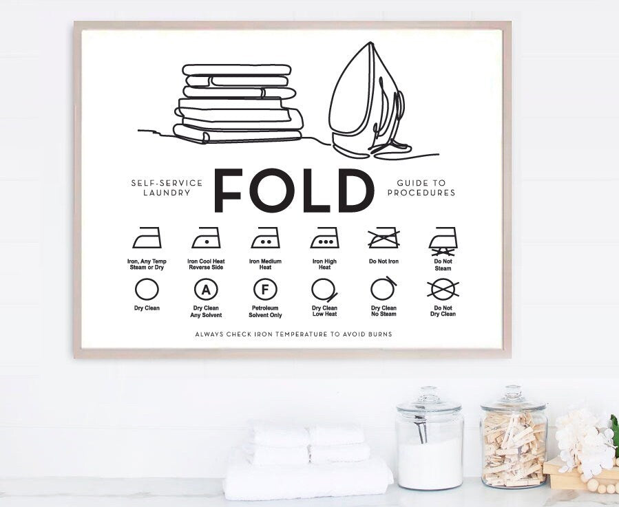 Wash Dry Fold Line Art Symbols Print Set Horizontal 