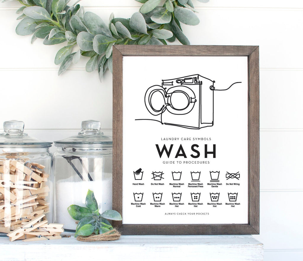 Wash Dry Fold Line Art Symbols Print Set Vertical 