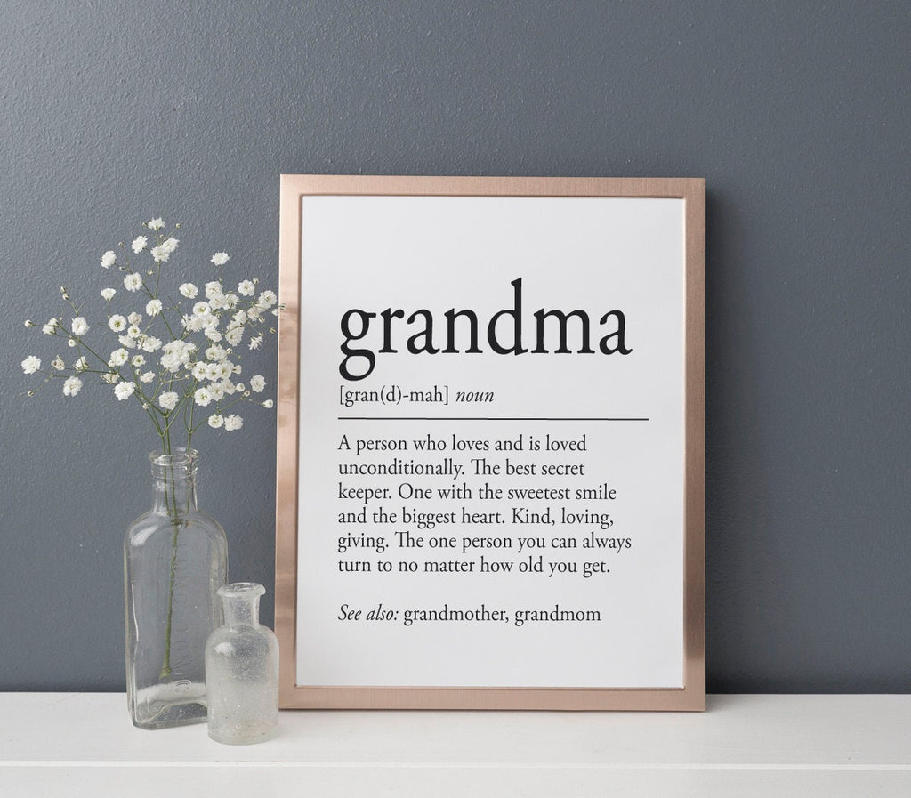 Grandma Definition Sentimental Print (no frame) Mother's Day Gift Gifts Birthday Christmas Grandmother Family Dictionary Grandparent's