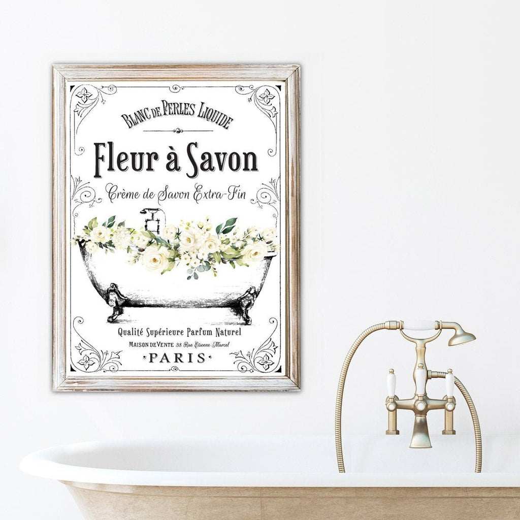 Fleur á Savon French Soap White Floral Clawfoot - Lettered & Lined