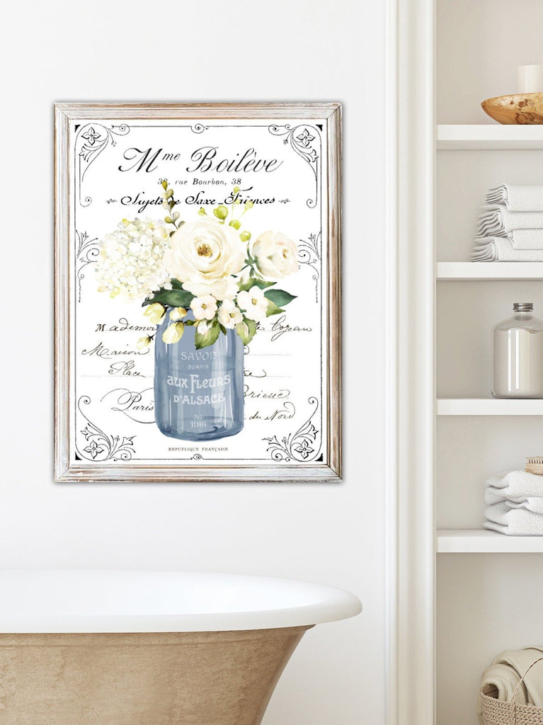 French Bathroom Navy Floral Set - Lettered & Lined