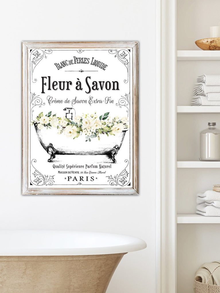 Fleur á Savon French Soap White Floral Clawfoot - Lettered & Lined