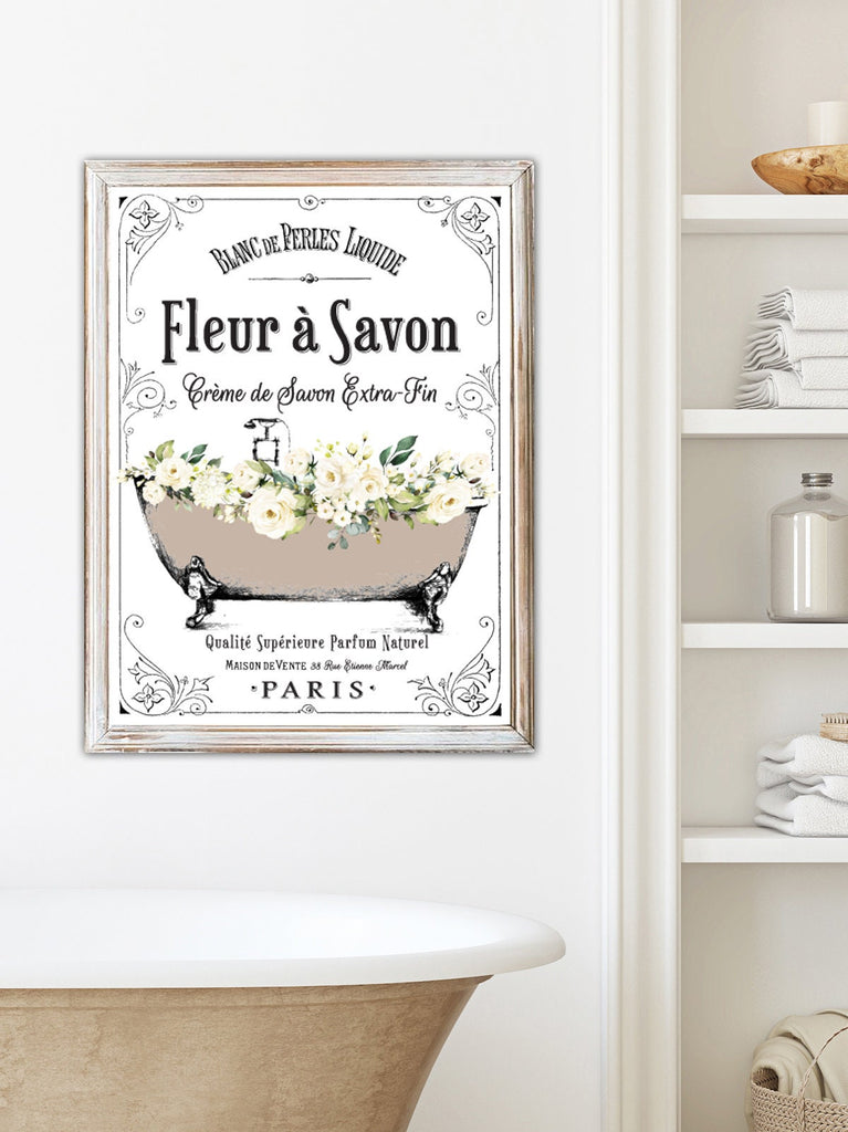 French Bathroom SET of 2 Prints, Natural 