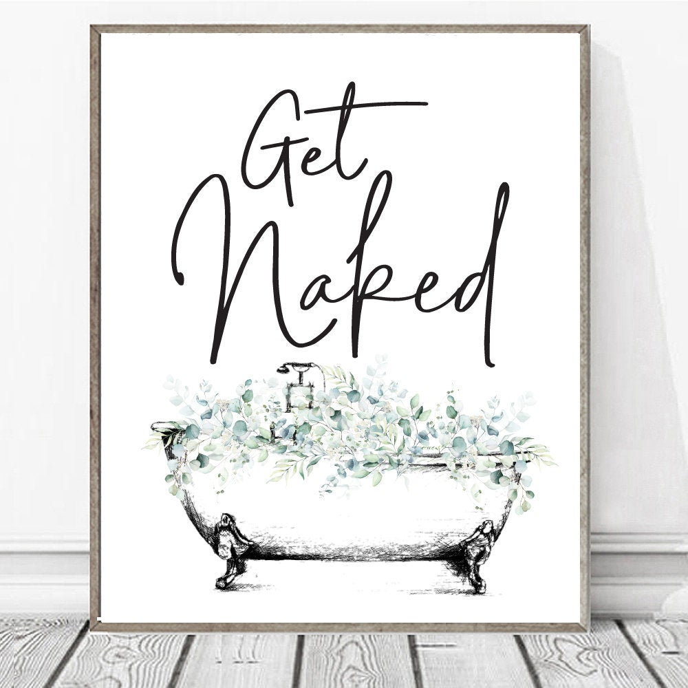 Get Naked Clawfoot Bathtub Eucalyptus Floral Print 