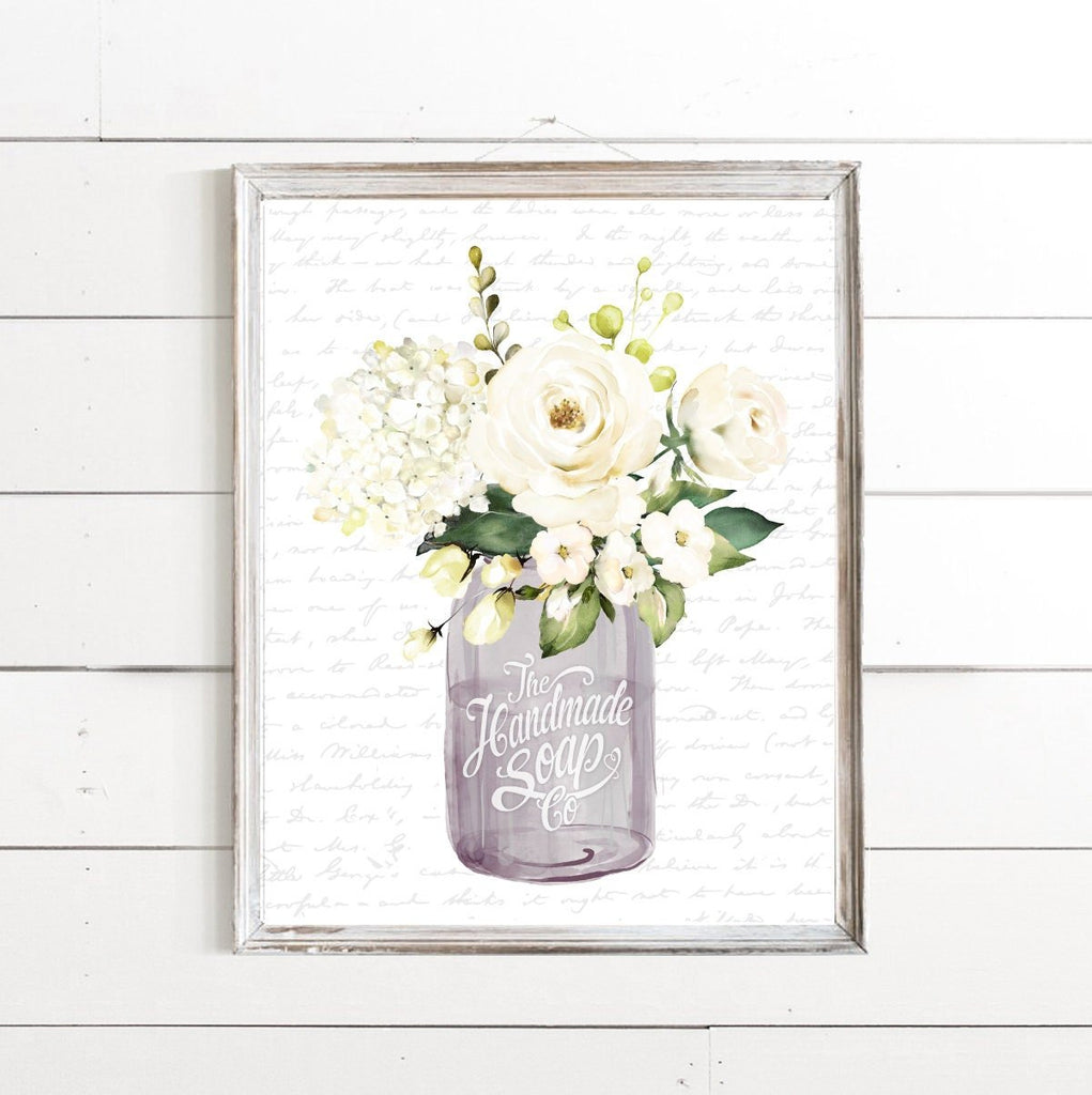 Set of 3 Lavender Floral Bathroom - Lettered & Lined