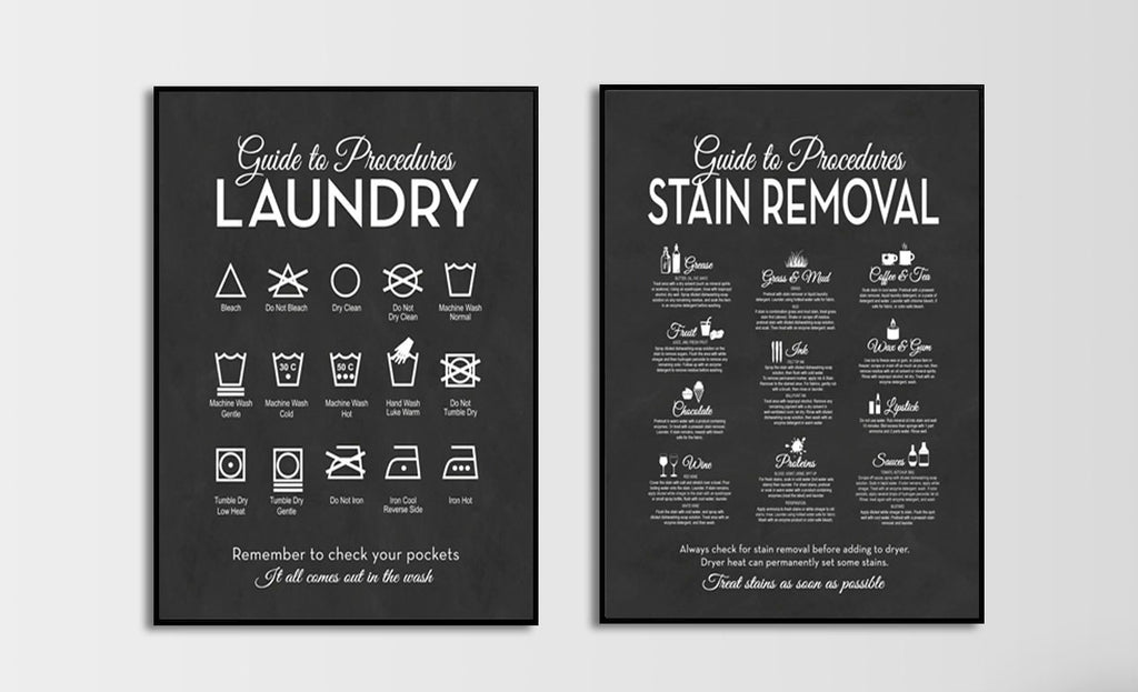 The Laundry and Stain Removal Icons' Modern Print Set - Lettered & Lined