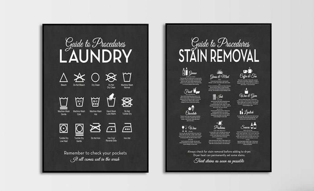 The Laundry and Stain Removal Icons' Modern Print Set - Lettered & Lined