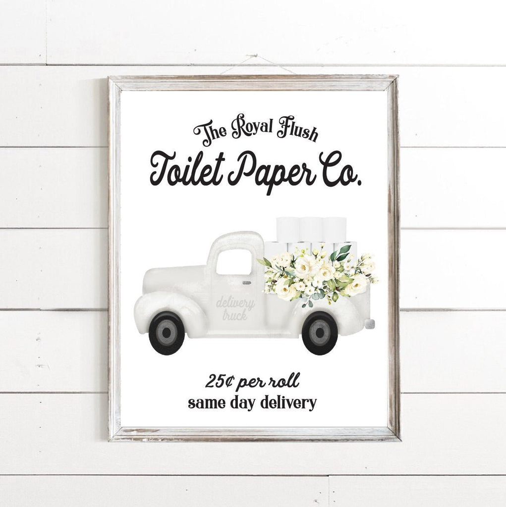 White Royal Flush Toilet Paper Co Floral Truck - Lettered & Lined
