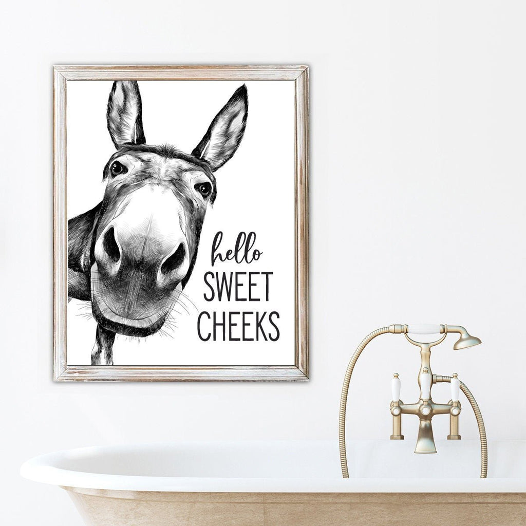 Hello Sweet Cheeks Full Body Donkey Print - Lettered & Lined