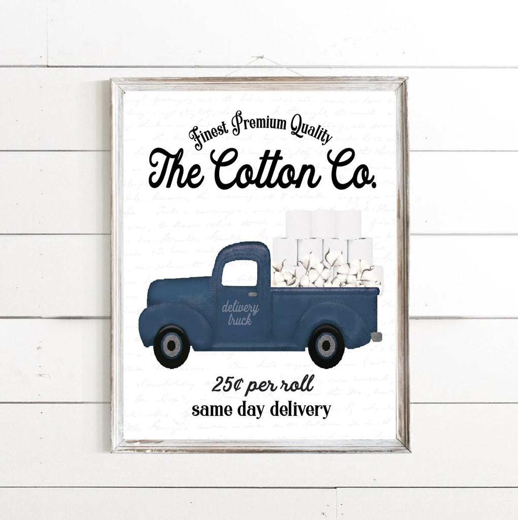 Set of 3 Navy Cotton Blue Bathroom - Lettered & Lined